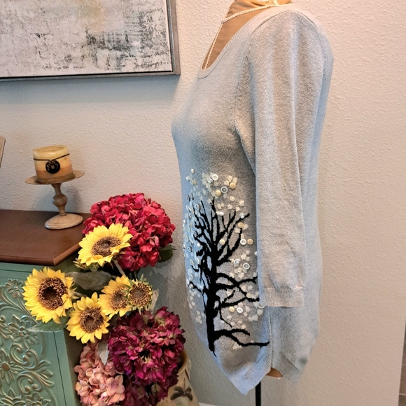 2 for $12 ITEM - Anthropologie HWR Button Tree Tunic Sweater - Med - EUC - Picture 5 of 9